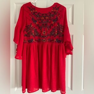 Altar'd State Embroidered Floral Bell Sleeve Dress